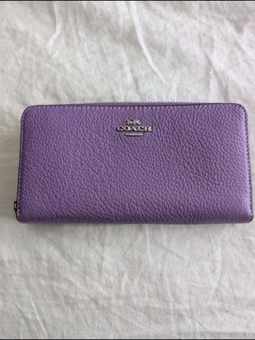 COACH Purple Leather Zip-Around Wallet